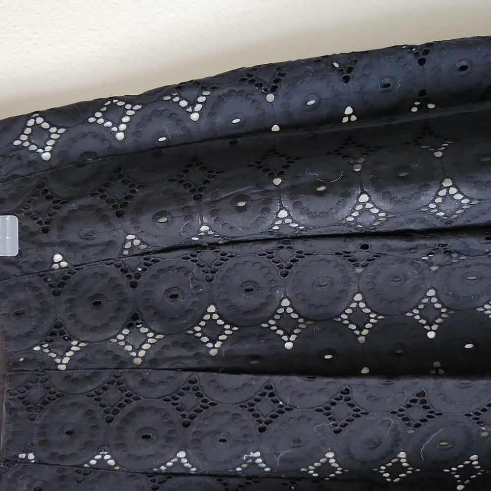 Banana Republic Black Eyelet Pleated Knee Length Skirt Sz 6P Classic Elegant - Picture 6 of 15